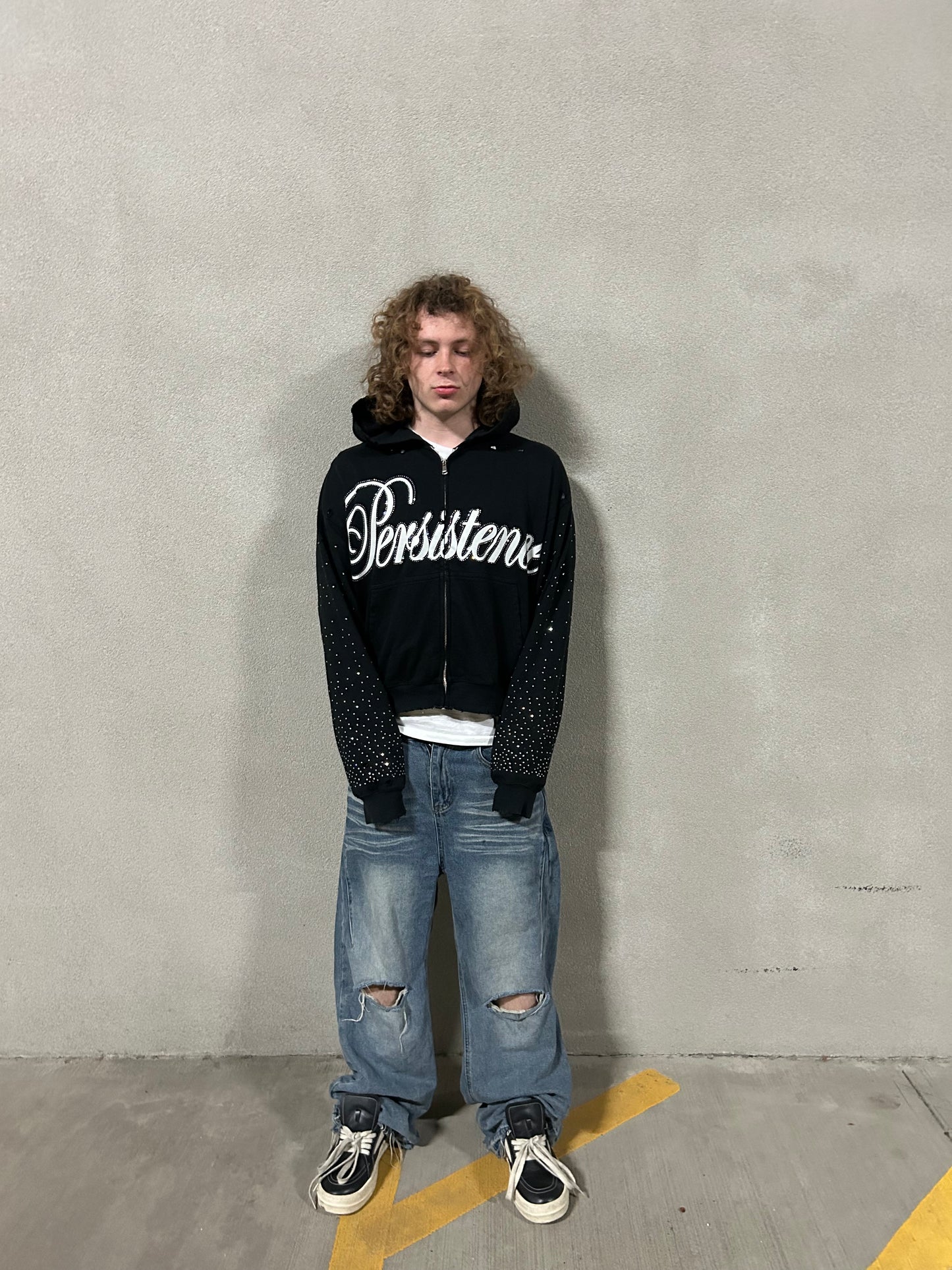 "Persistence" Rhinestone Zip-Up