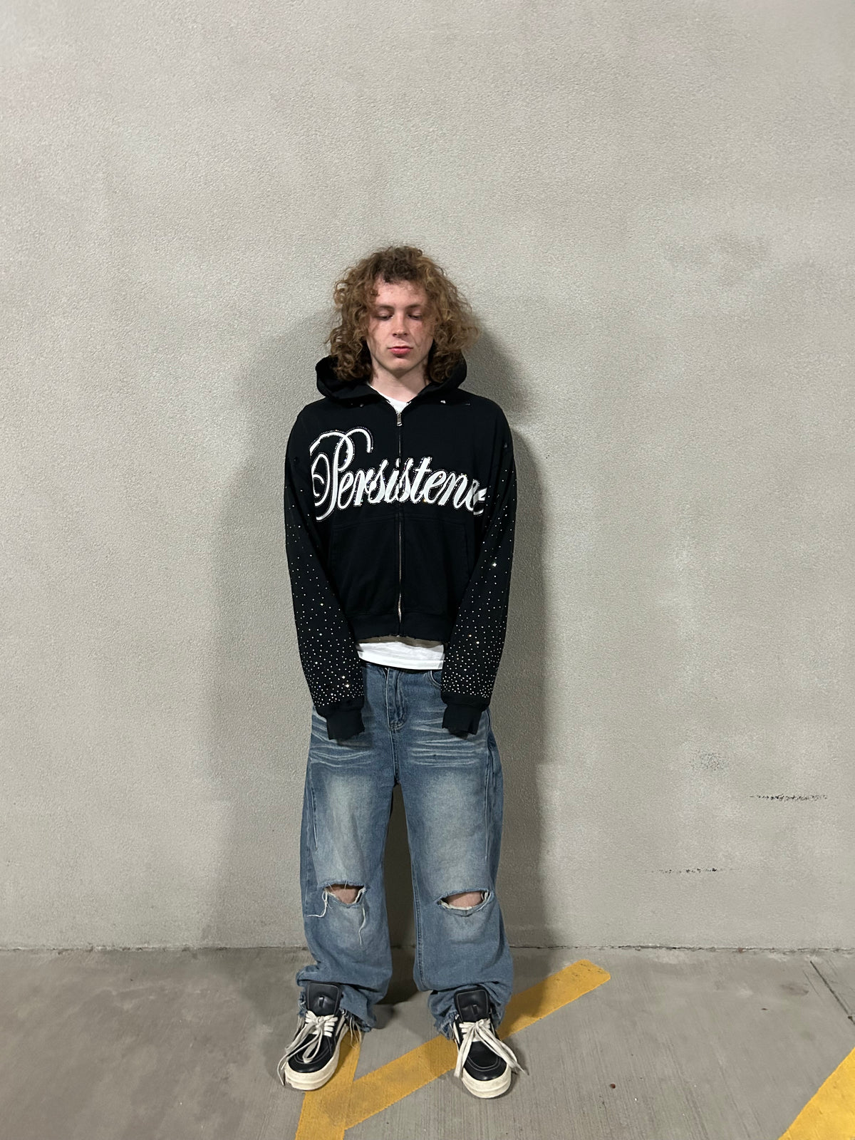 "Persistence" Rhinestone Zip-Up
