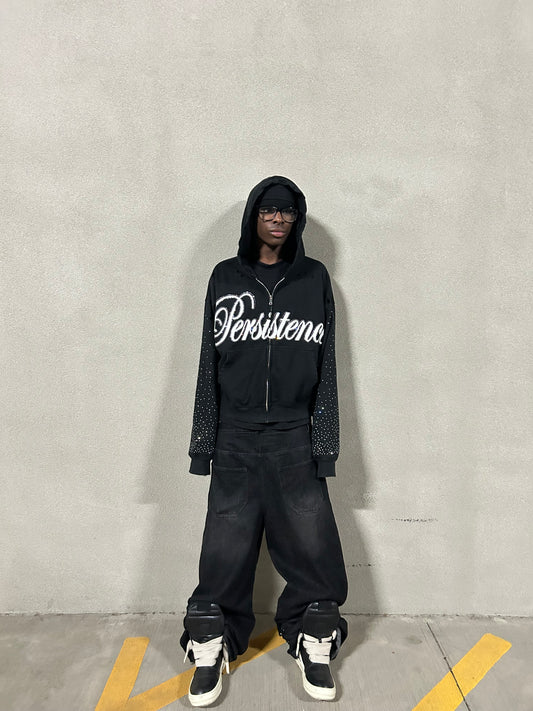 "Persistence" Rhinestone Zip-Up